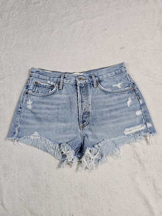 Agolde Pants - Agolde Light Blue Distressed High-Rise Denim Shorts.